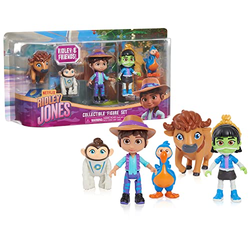 Just Play Netflix Ridley Jones Collectible Figure Set, 5-Pack of Ridley Jones and Friends Figures, Ismat The Mummy, Peaches The Space Monkey, Dudley The Dodo, Fred The Bison, Kids Toys for Ages 3 Up