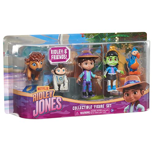 Just Play Netflix Ridley Jones Collectible Figure Set, 5-Pack of Ridley Jones and Friends Figures, Ismat The Mummy, Peaches The Space Monkey, Dudley The Dodo, Fred The Bison, Kids Toys for Ages 3 Up