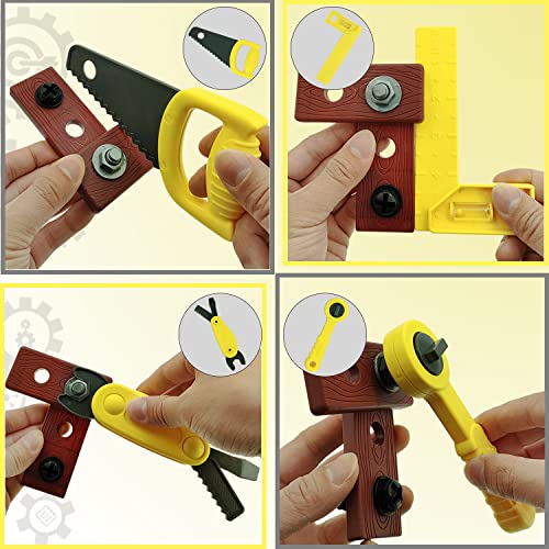 Kobeela Kids Tool Set, 44 Pcs Childrens Tool Kit with Toy Tool Belt, Electric Toy Drill and Construction Worker Costume, Toddler Role Play Tools Toys Gifts for 3 4 5 6 Year Old Boys Girls