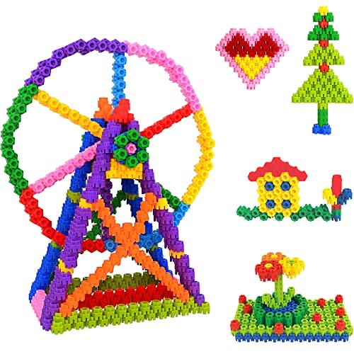 SIENIANLINE Interlocking Learning Set, STEM Construction Toy Set - Ages 3+ STEM Toys 300 Pcs - 10 Colors