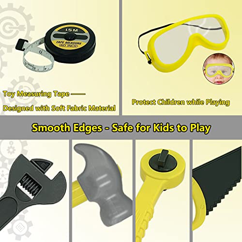 Kobeela Kids Tool Set, 44 Pcs Childrens Tool Kit with Toy Tool Belt, Electric Toy Drill and Construction Worker Costume, Toddler Role Play Tools Toys Gifts for 3 4 5 6 Year Old Boys Girls