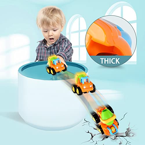 EastSun Baby Car Toys for 2 Year Old Boy Gift, 4 Pack Push And Go Friction Powered Truck Set for 1 Year Old Boys Girls, 18 Month Old Garden Tractor Toy for Kids Play Outdoor, 1st Birthday Gift for Boy