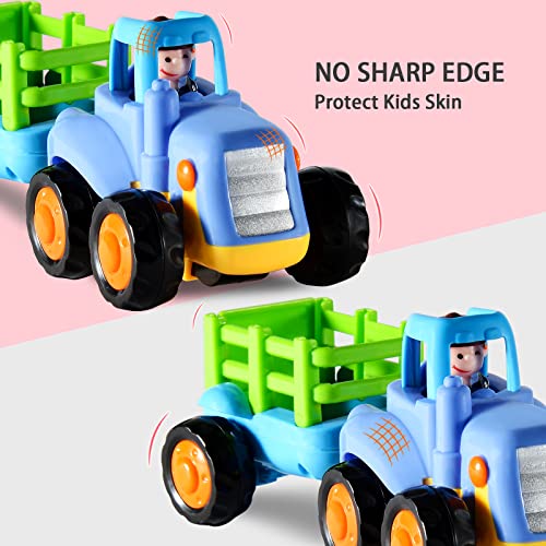 EastSun Baby Car Toys for 2 Year Old Boy Gift, 4 Pack Push And Go Friction Powered Truck Set for 1 Year Old Boys Girls, 18 Month Old Garden Tractor Toy for Kids Play Outdoor, 1st Birthday Gift for Boy