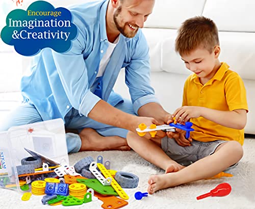 AIVIAI STEM Kit Toy 163 Pieces Building Blocks Toys Education Construction Learning Engineering Kit Toy for Kids Ages 5 6 7 8 9 10 11 12 Years Old,Boys&Girls Party Gift