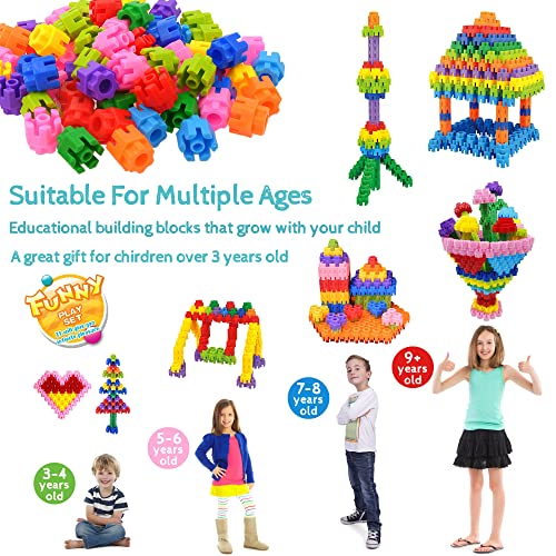 SIENIANLINE Interlocking Learning Set, STEM Construction Toy Set - Ages 3+ STEM Toys 300 Pcs - 10 Colors