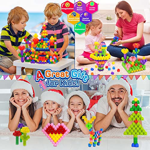 SIENIANLINE Interlocking Learning Set, STEM Construction Toy Set - Ages 3+ STEM Toys 300 Pcs - 10 Colors