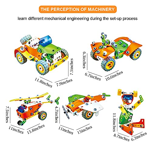 AIVIAI STEM Kit Toy 163 Pieces Building Blocks Toys Education Construction Learning Engineering Kit Toy for Kids Ages 5 6 7 8 9 10 11 12 Years Old,Boys&Girls Party Gift