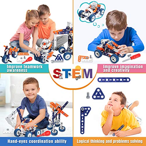Construction Toys for Kids, STEM Toys for 6 7 8 9 Years Old Boy, 152PCS DIY 12 in 1 Building Toys for Boys 6-8, Educational Toys for 5+ Year Olds, Gifts for 5 Year Old Boy, Engineering Building Blocks