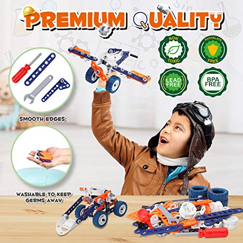 Construction Toys for Kids, STEM Toys for 6 7 8 9 Years Old Boy, 152PCS DIY 12 in 1 Building Toys for Boys 6-8, Educational Toys for 5+ Year Olds, Gifts for 5 Year Old Boy, Engineering Building Blocks