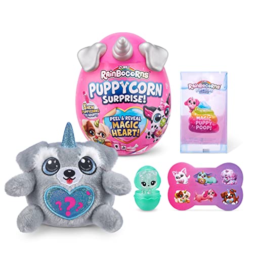 Rainbocorns Sparkle Heart Surprise Series 4 Puppycorn Surprise, Wrecker the Schnauzer - Collectible Plush - 7 Layers of Surprises, Peel and Reveal Heart, Ages 3+ (Schnauzer)