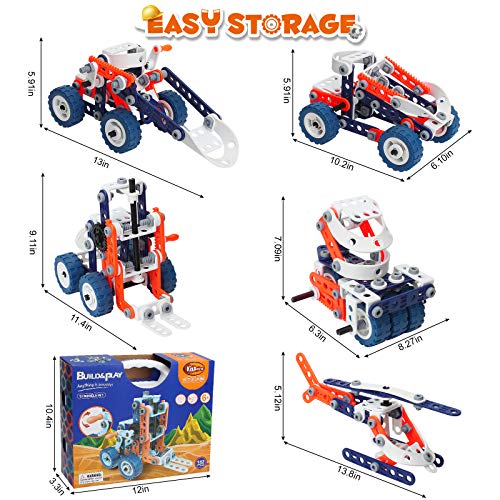 Construction Toys for Kids, STEM Toys for 6 7 8 9 Years Old Boy, 152PCS DIY 12 in 1 Building Toys for Boys 6-8, Educational Toys for 5+ Year Olds, Gifts for 5 Year Old Boy, Engineering Building Blocks