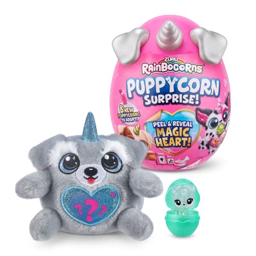 Rainbocorns Sparkle Heart Surprise Series 4 Puppycorn Surprise, Wrecker the Schnauzer - Collectible Plush - 7 Layers of Surprises, Peel and Reveal Heart, Ages 3+ (Schnauzer)