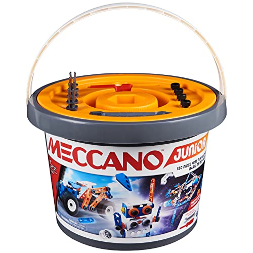 MECCANO Junior, 150-Piece Bucket STEAM Model Building Kit for Open-Ended Play, for Kids Aged 5 and Up