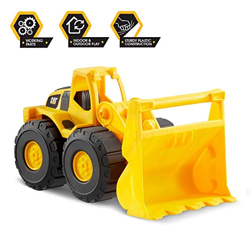 CatToysOfficial Construction Wheel Loader Vehicle, Indoor and outdoor use, free-wheeling with moving scoop. For children aged 3+, Yellow