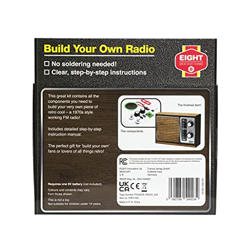 Eight ERR1493 Retro Construction Kit-Build Your Own Working FM Radio, 19 x 3 x 13 Centimeters