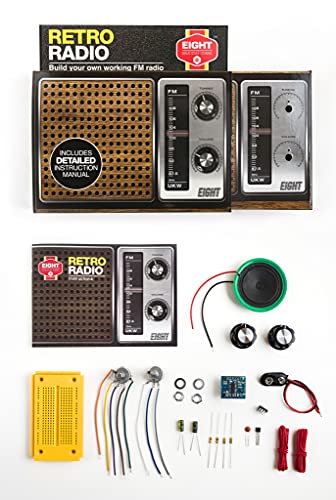 Eight ERR1493 Retro Construction Kit-Build Your Own Working FM Radio, 19 x 3 x 13 Centimeters