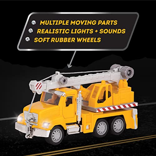 Driven by Battat Driven WH1011Z Micro Toy Crane and Rope — Includes Working LED Lights and Sounds – Cars and Trucks for Kids Age 3+, Nylon/A