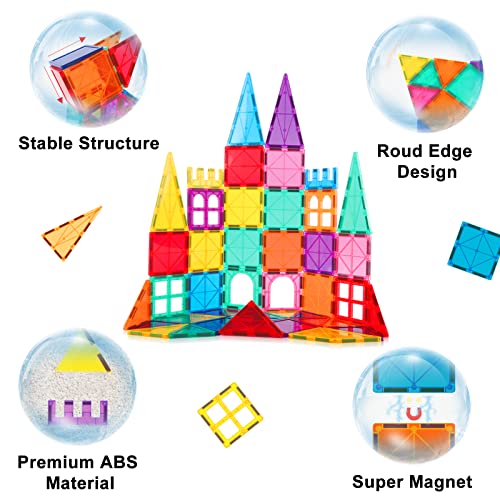Magnetic Building Blocks Magnetic Tiles Toys, 46PCS Colorful 3D Construction Kids Magnetic Toys, STEM Creativity Toddler Educational Toys - Best Birthday Gifts Toys for Girls Boys