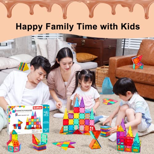 Magnetic Building Blocks Magnetic Tiles Toys, 46PCS Colorful 3D Construction Kids Magnetic Toys, STEM Creativity Toddler Educational Toys - Best Birthday Gifts Toys for Girls Boys