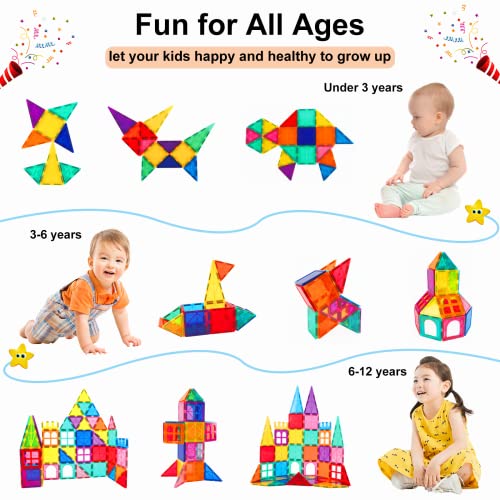 Magnetic Building Blocks Magnetic Tiles Toys, 46PCS Colorful 3D Construction Kids Magnetic Toys, STEM Creativity Toddler Educational Toys - Best Birthday Gifts Toys for Girls Boys