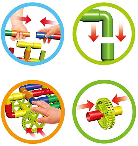 102pcs Pipe Building Block Bricks Plugging Toy Assemble DIY Pipeline Blocks with Wheels Car Construction Toy for 3 Year Old Kid