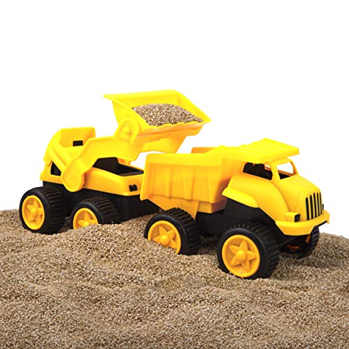 Playkidz Set of 4 Heavy Toy Construction Trucks - Dump Truck, Road Roller, Bulldozer and Tractor, for Age 3 On Up
