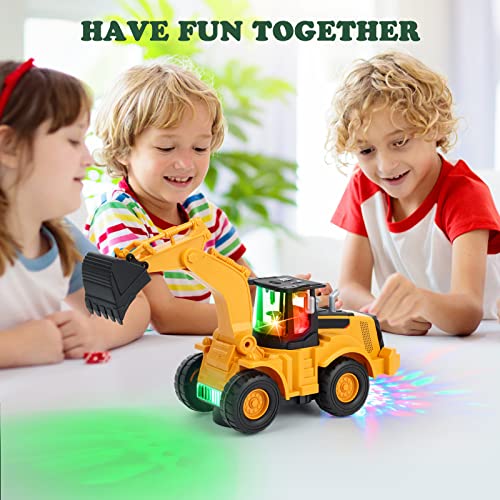 Kizeefun Construction Excavator Toy Kids Toy Digger Truck with Electric Universal Wheel Educational Toys Gifts with Lights and Sounds for 3+ Years Old