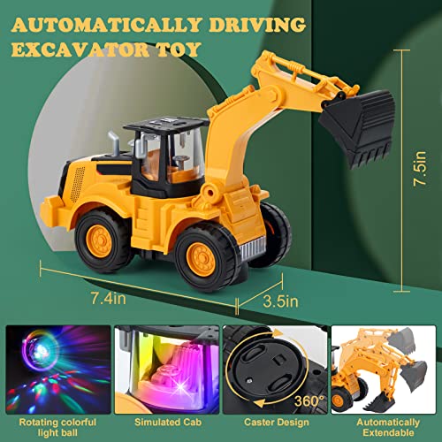 Kizeefun Construction Excavator Toy Kids Toy Digger Truck with Electric Universal Wheel Educational Toys Gifts with Lights and Sounds for 3+ Years Old