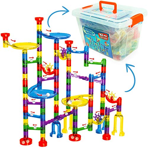Marble Mania Marble Run - Marble Runs For Kids - 162 Pieces Plus Storage Tub - Construction Toys For 4,5,6,7 Year Old Boys or Girls - Educational STEM Toys For 4+ Year Olds