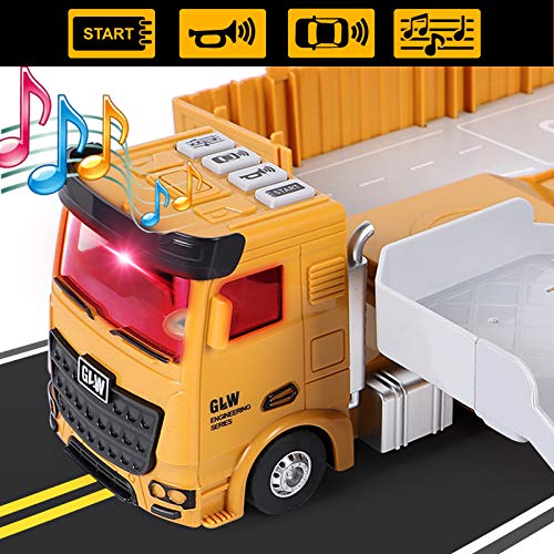 Construction Truck Car Toys Set Alloy Engineering Vehicle Toy with Digger, Bulldozer, Steamroller, Dump, Cement Mixer, Forklift, Excavator, Tower Crane Toy Large Truck Gift for Kids Boys 3 4 5 6 7 8