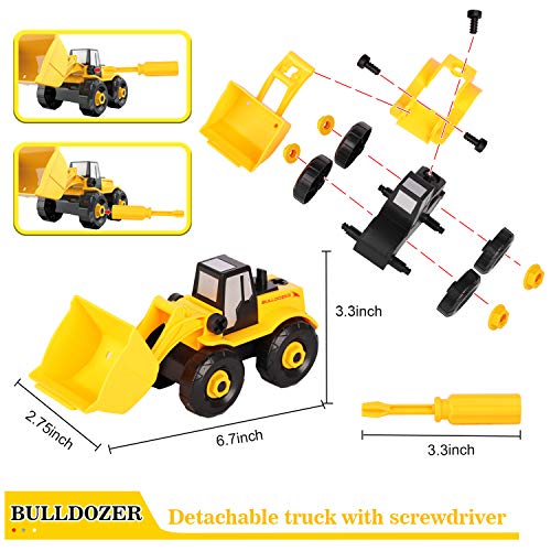 Vykor Take-Apart Construction Vehicles Toys with Play Mat Storage Box(Assembly Construction Cars) 6 in 1 DIY Building Educational Gift Toys for Boys Girls 3 4 5 Years Old