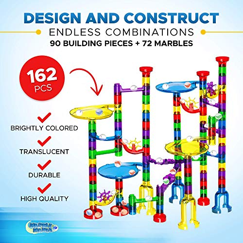 Marble Mania Marble Run - Marble Runs For Kids - 162 Pieces Plus Storage Tub - Construction Toys For 4,5,6,7 Year Old Boys or Girls - Educational STEM Toys For 4+ Year Olds