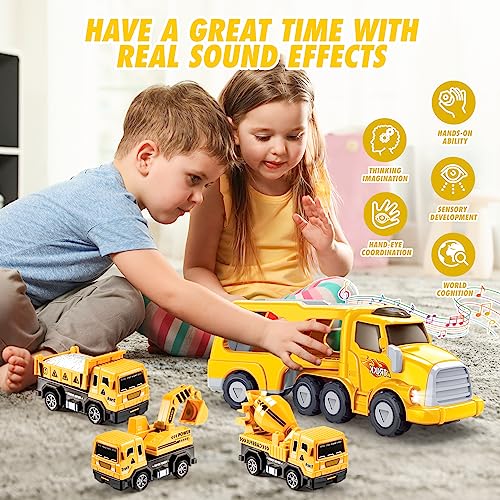 EUTOYZ Toys for 2 3 Year Old Boys, Toy Cars Construction Toys for 1-6 Year Old Boys Toys Age 1-6 Digger Toys Truck Toys Gifts for 1-6 Year Old Boys Car Boys Toys Age 1-6 Year Old Boys Toddlers Toy