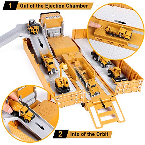 Construction Truck Car Toys Set Alloy Engineering Vehicle Toy with Digger, Bulldozer, Steamroller, Dump, Cement Mixer, Forklift, Excavator, Tower Crane Toy Large Truck Gift for Kids Boys 3 4 5 6 7 8