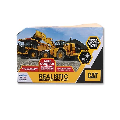 CatToysOfficial Construction Power Hauller EXCAVATOR, Includes flashing lights, hydraulic sounds, movable arm and scoop, 27cm long, for ages 3+, Yellow