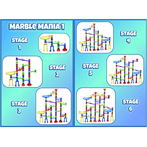 Marble Mania Marble Run - Marble Runs For Kids - 162 Pieces Plus Storage Tub - Construction Toys For 4,5,6,7 Year Old Boys or Girls - Educational STEM Toys For 4+ Year Olds