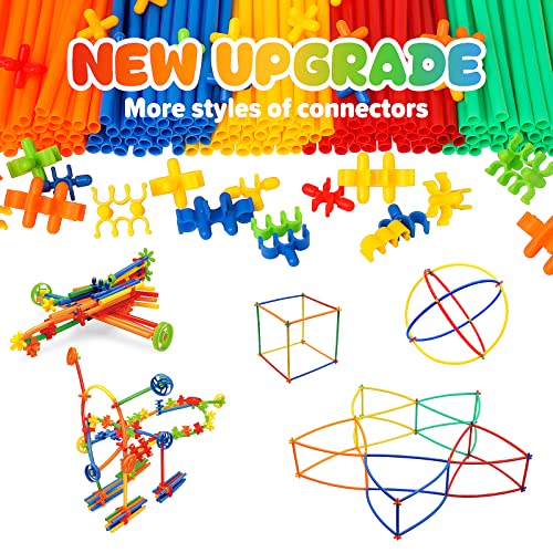 560 Pieces Construction Straws and Connectors Toys, Fort Building Toys for Kids, STEM Creative Building Games for Boys and Girls Ages 4 5 6 7 8 Years Old