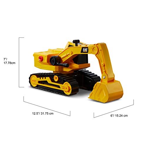 CatToysOfficial Construction Power Hauller EXCAVATOR, Includes flashing lights, hydraulic sounds, movable arm and scoop, 27cm long, for ages 3+, Yellow