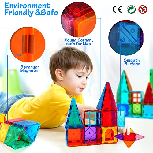 vatenick Magnetic Building Blocks Tiles Toy 64PCS Kids Learning Educational Construction Toys Gift for Boys Girls Stronger Magnetic Toys Building & Construction Toys for 3+ Year Old