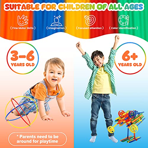 560 Pieces Construction Straws and Connectors Toys, Fort Building Toys for Kids, STEM Creative Building Games for Boys and Girls Ages 4 5 6 7 8 Years Old
