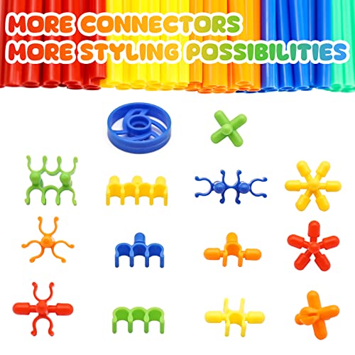 560 Pieces Construction Straws and Connectors Toys, Fort Building Toys for Kids, STEM Creative Building Games for Boys and Girls Ages 4 5 6 7 8 Years Old