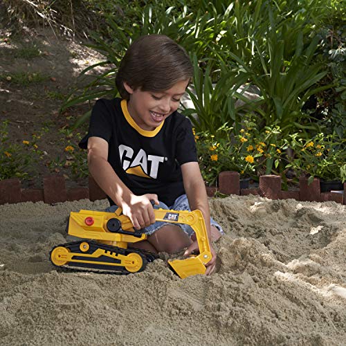 CatToysOfficial Construction Power Hauller EXCAVATOR, Includes flashing lights, hydraulic sounds, movable arm and scoop, 27cm long, for ages 3+, Yellow