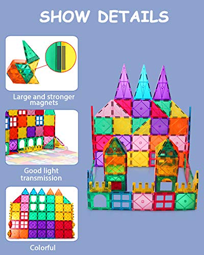 vatenick Magnetic Building Blocks Tiles Toy 64PCS Kids Learning Educational Construction Toys Gift for Boys Girls Stronger Magnetic Toys Building & Construction Toys for 3+ Year Old