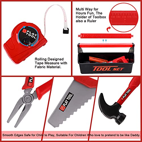 LOYO Kids Tool Set - 32Pcs Construction Tool Toys with Play Electric Drill and Carry Case Tool Box Pretend Play Toys for 3 4 5 6 7 Years Old Toddlers Boys