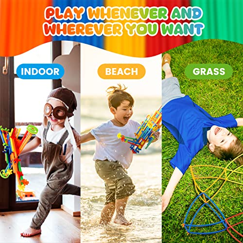 560 Pieces Construction Straws and Connectors Toys, Fort Building Toys for Kids, STEM Creative Building Games for Boys and Girls Ages 4 5 6 7 8 Years Old