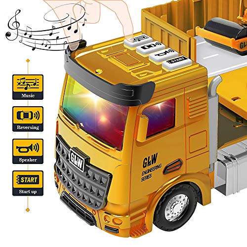 OR OR TU Construction Truck Car Toy Set for Boys with Sounds Lights Effects Kids Engineering Vehicle Playset Crane,Excavator,Forklift,Bulldozer,Cement Truck,Dumper Age for 3 4 5 6+ Years Gift