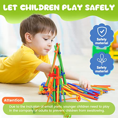 560 Pieces Construction Straws and Connectors Toys, Fort Building Toys for Kids, STEM Creative Building Games for Boys and Girls Ages 4 5 6 7 8 Years Old