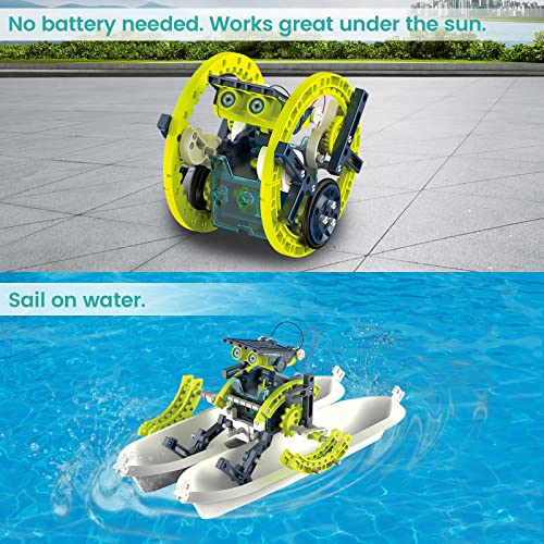ACELIFE STEM Solar Robot Toy 12-in-1 Educational Science Kit DIY Building Toy Construction Engineering Set for Kids Age 8-12 Boys & Girls Birthday, Solar Powered Toy-Green