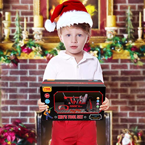 LOYO Kids Tool Set - 32Pcs Construction Tool Toys with Play Electric Drill and Carry Case Tool Box Pretend Play Toys for 3 4 5 6 7 Years Old Toddlers Boys