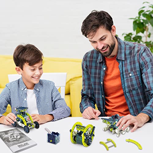 ACELIFE STEM Solar Robot Toy 12-in-1 Educational Science Kit DIY Building Toy Construction Engineering Set for Kids Age 8-12 Boys & Girls Birthday, Solar Powered Toy-Green